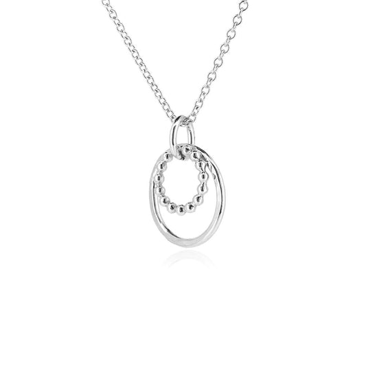 Cosmic Circle Beaded and Dappled Necklace - Sterling Silver Necklace