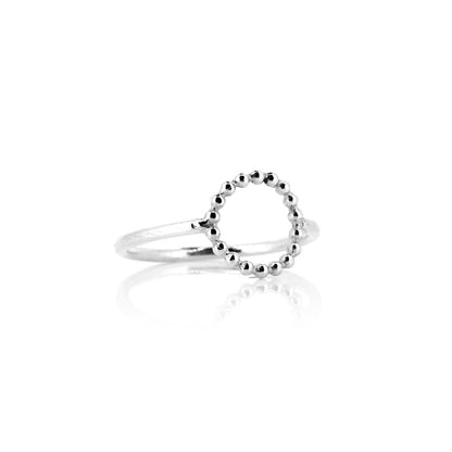Solar Circle Beaded Ring - Sterling Silver - Size L Rings