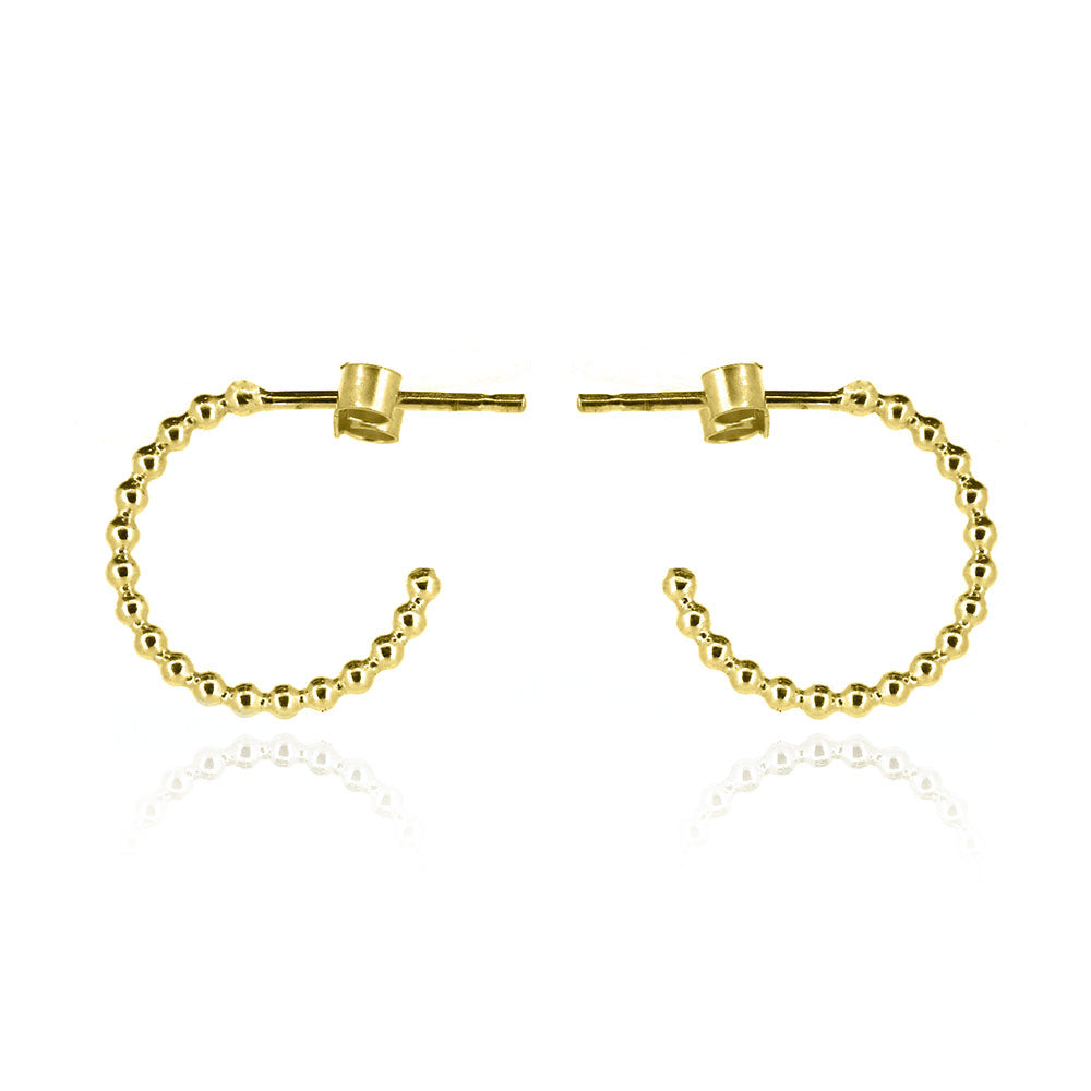 Solar Circle Beaded Hoop Earrings - Yellow Gold Vermeil Hoop Earrings