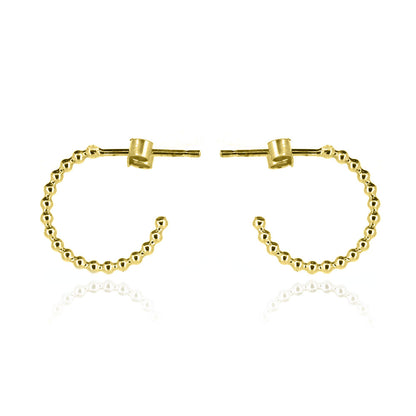 Solar Circle Beaded Hoop Earrings - Yellow Gold Vermeil Hoop Earrings