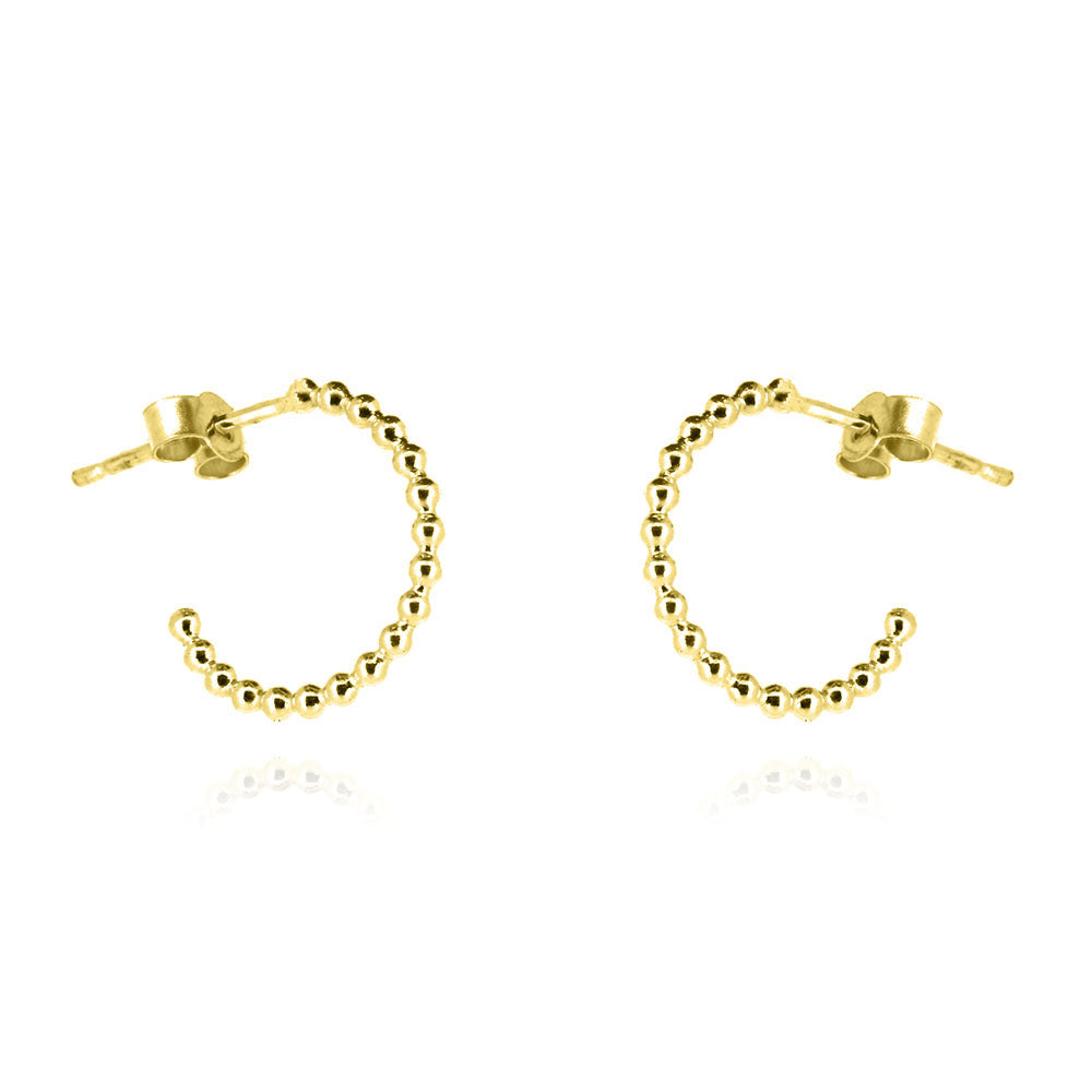 Solar Circle Beaded Hoop Earrings - Yellow Gold Vermeil Hoop Earrings