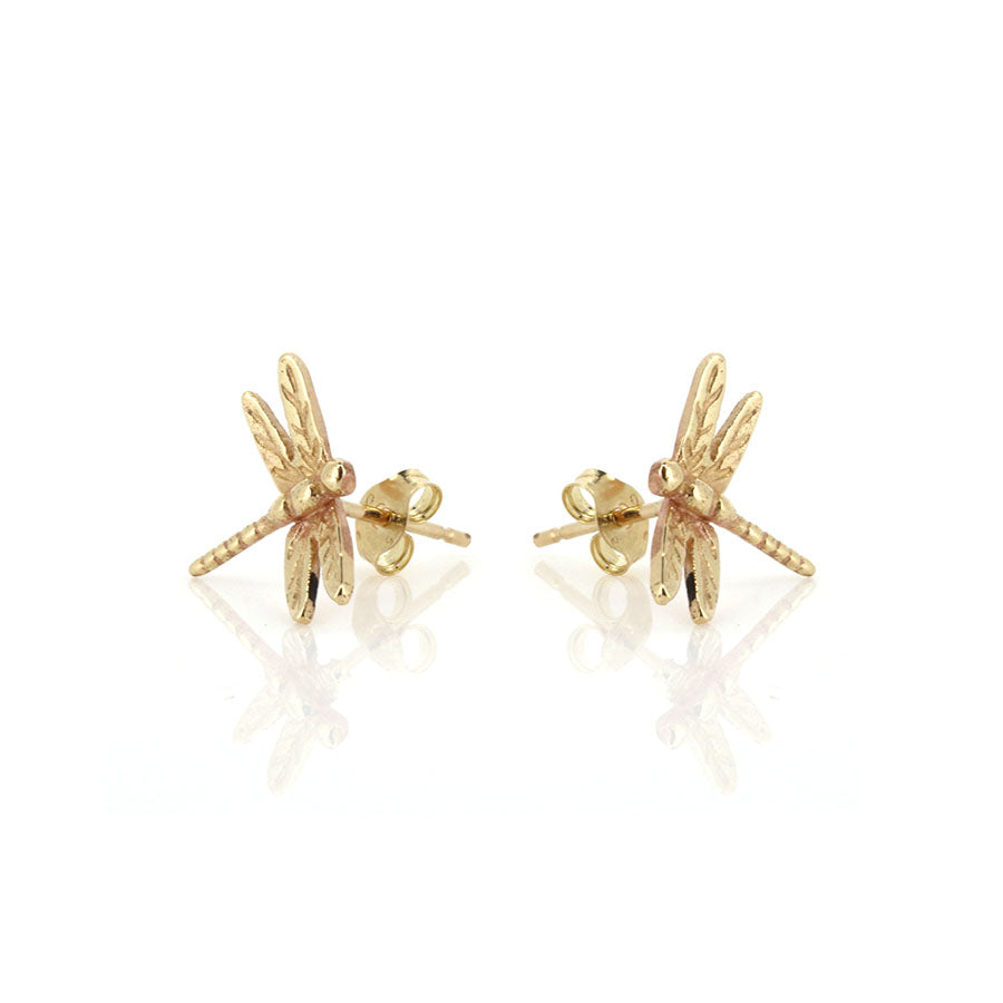 Dragonfly Large Stud Earrings 9ct Yellow Gold Stud Earrings