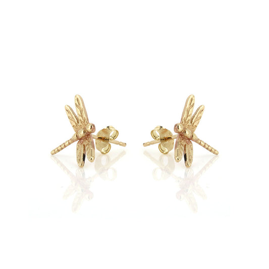 Dragonfly Large Stud Earrings 9ct Yellow Gold Stud Earrings