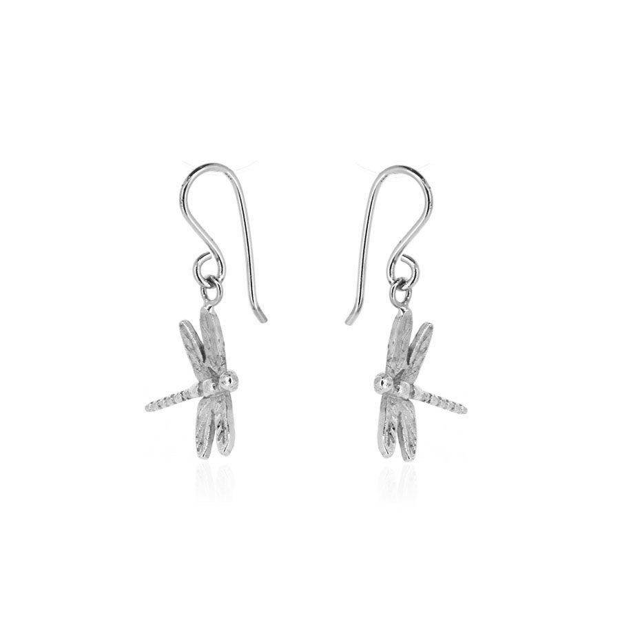 Dragonfly Drop Earrings - Sterling Silver Drop Earrings