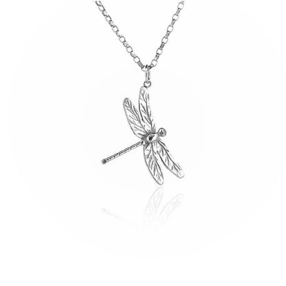 Dragonfly Large Necklace - Sterling Silver Necklace