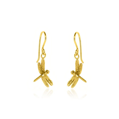 Dragonfly Drop Earrings - Yellow Gold Vermeil Drop Earrings
