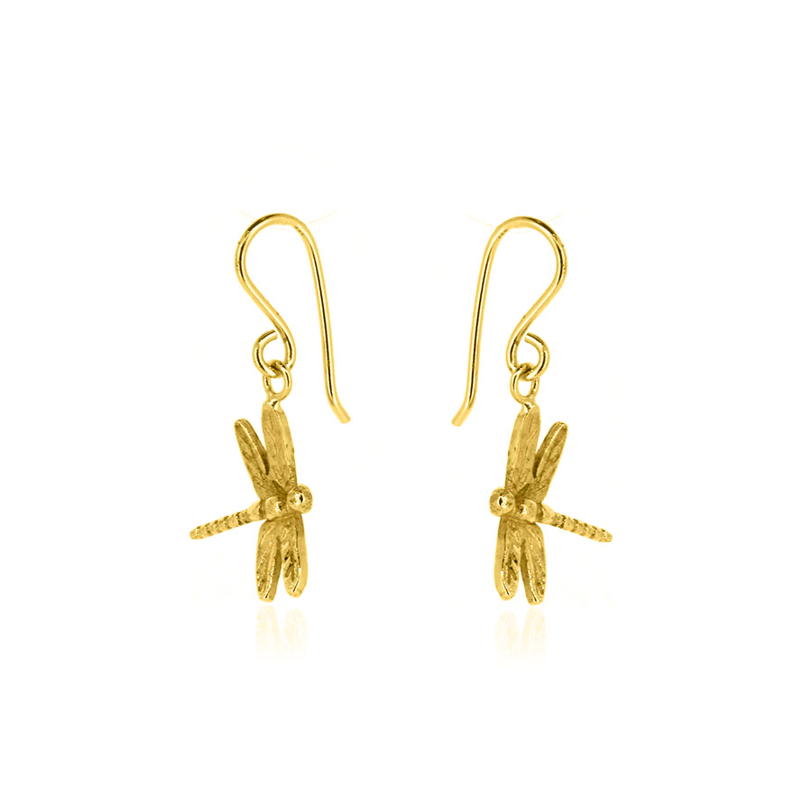Dragonfly Drop Earrings - Yellow Gold Vermeil Drop Earrings