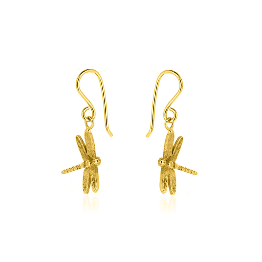 Dragonfly Drop Earrings - Yellow Gold Vermeil Drop Earrings