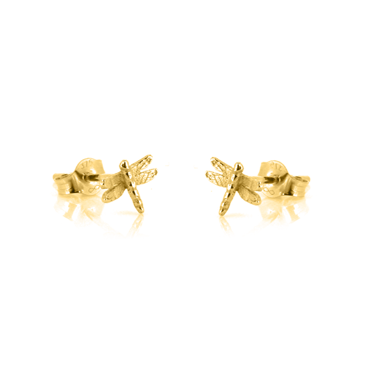 Dragonfly Tiny Stud Earrings - Yellow Gold Vermeil Stud Earrings