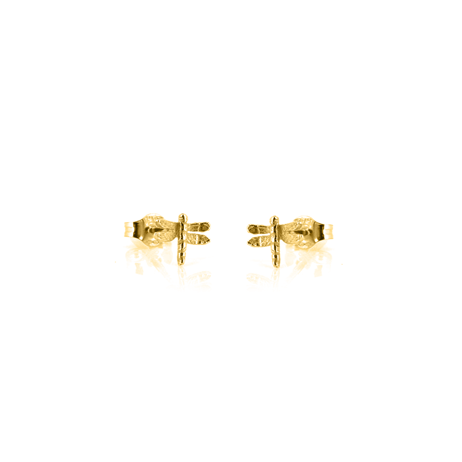Dragonfly Tiny Stud Earrings - Yellow Gold Vermeil Stud Earrings