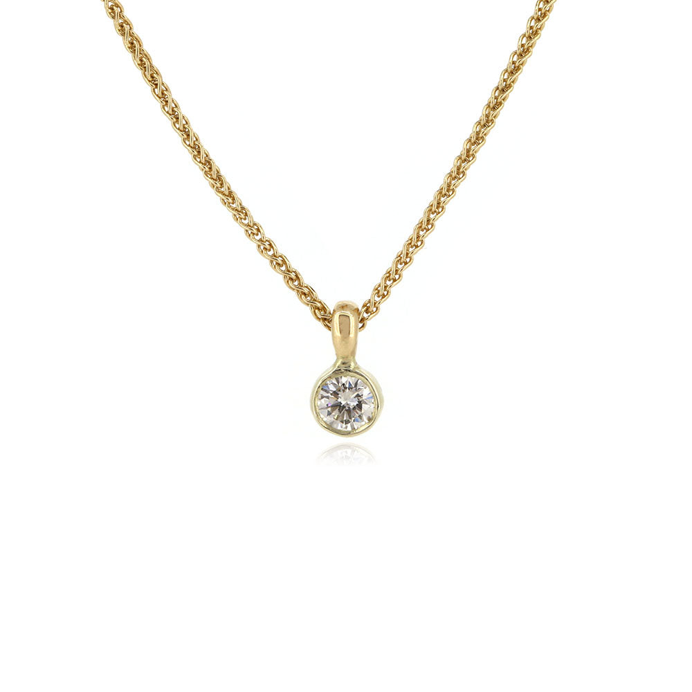Celeste Diamond Solitaire Pendant - 9ct Yellow & White Gold Necklace
