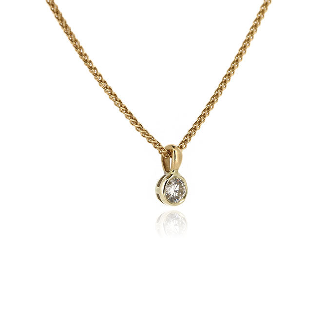 Celeste Diamond Solitaire Pendant - 9ct Yellow & White Gold Necklace