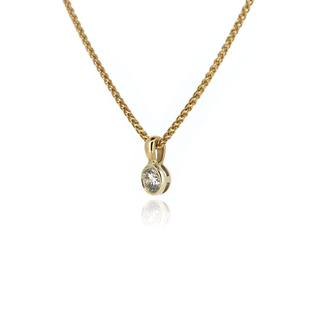 Celeste Diamond Solitaire Pendant - 9ct Yellow & White Gold Necklace
