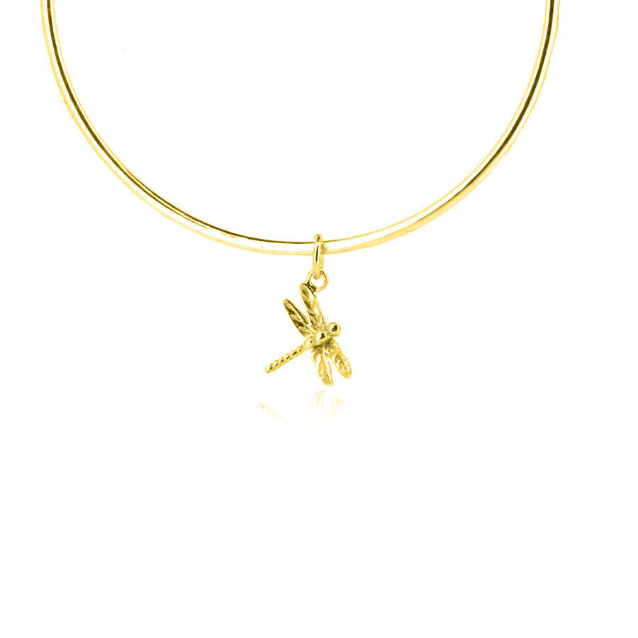 Dragonfly Charm Bangle - Yellow Gold Vermeil Bangles