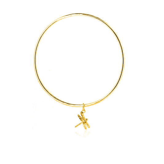 Dragonfly Charm Bangle - Yellow Gold Vermeil Bangles