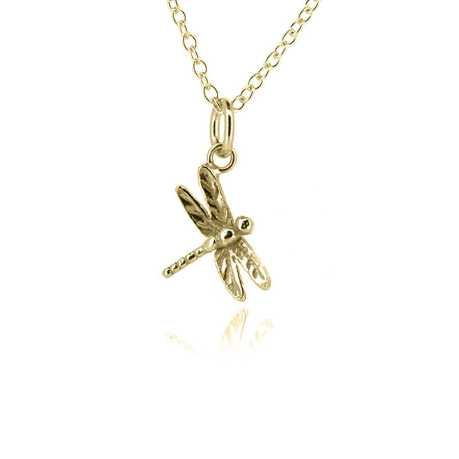 Dragonfly Pendant - 9ct Yellow Gold Necklace