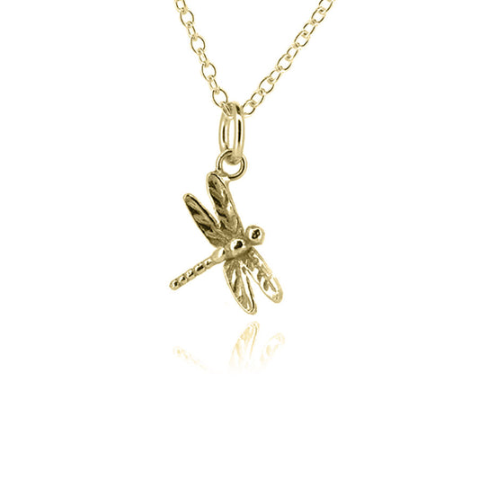 Dragonfly Pendant - 9ct Yellow Gold Necklace