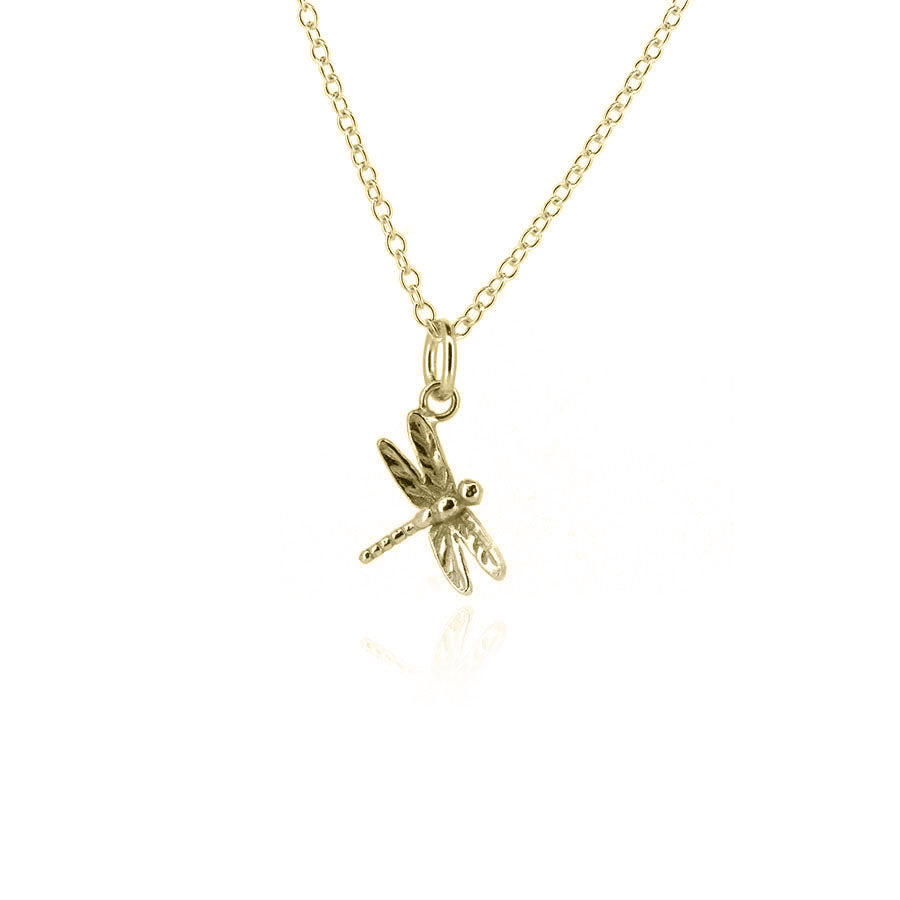 Dragonfly Pendant - 9ct Yellow Gold Necklace