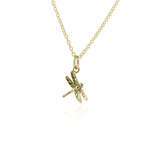 Dragonfly Pendant - 9ct Yellow Gold Necklace