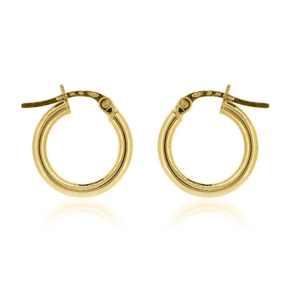 Classic 14mm Hollow Creole Hoop Earrings - 9ct Yellow Gold Hoop Earrings