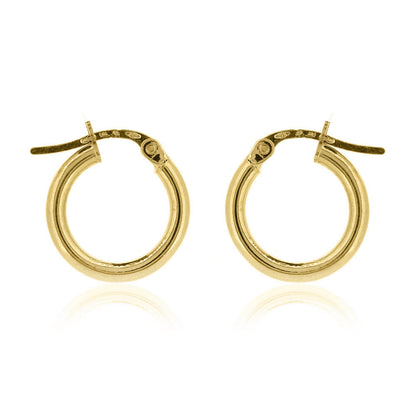 Classic 14mm Hollow Creole Hoop Earrings - 9ct Yellow Gold Hoop Earrings