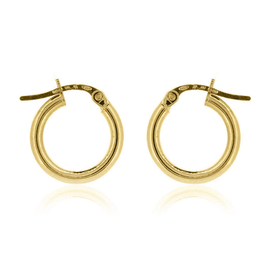 Classic 14mm Hollow Creole Hoop Earrings - 9ct Yellow Gold Hoop Earrings