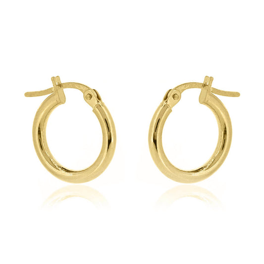 Classic 14mm Hollow Creole Hoop Earrings - 9ct Yellow Gold Hoop Earrings