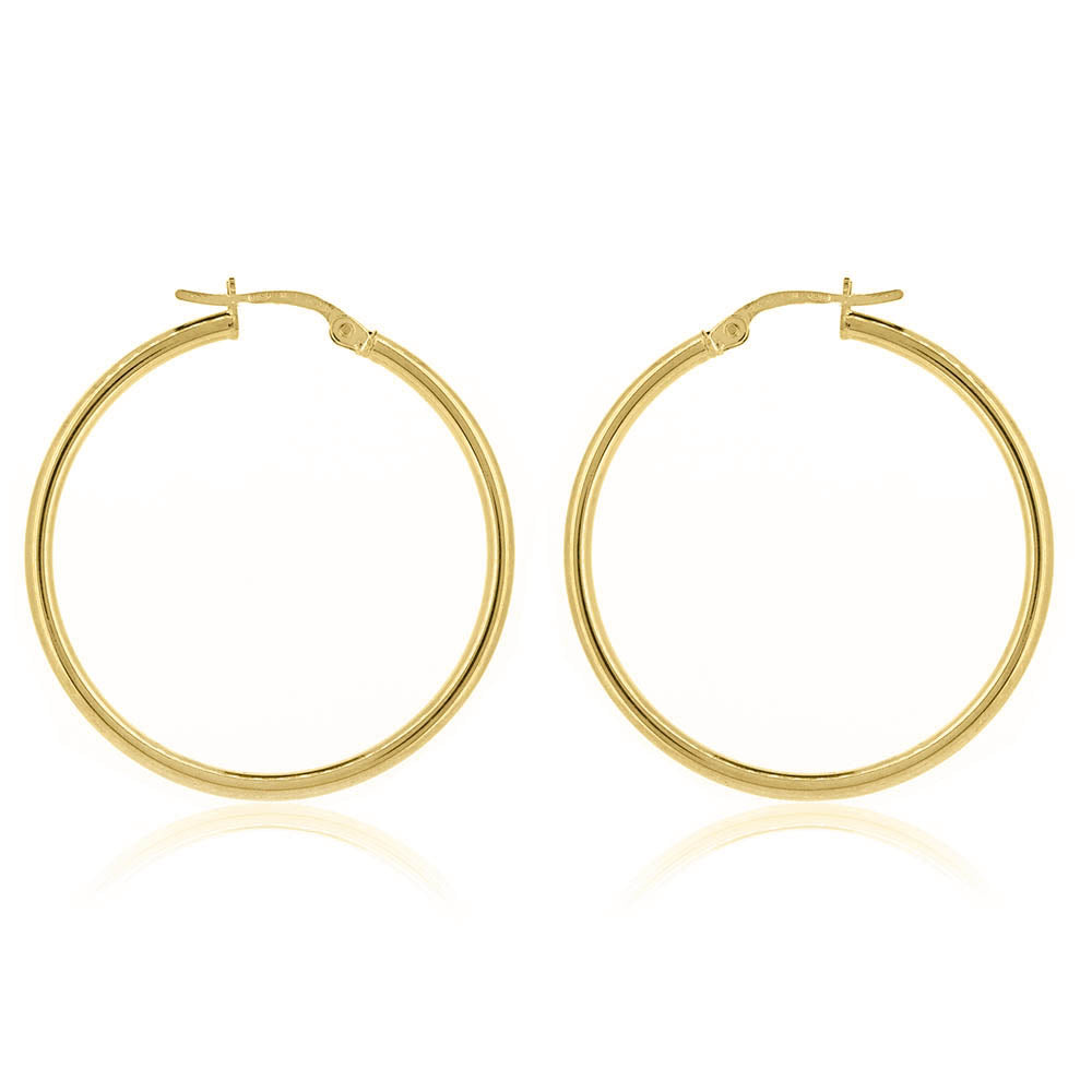 Classic 30mm Hoop Earrings - 9ct Yellow Gold Hoop Earrings