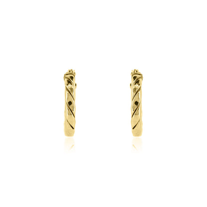 Twisted 14mm Hollow Creole Hoop Earrings - 9ct Yellow Gold Hoop Earrings