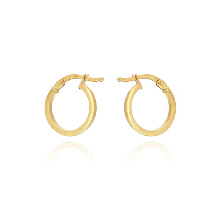 Square Tube 14mm Hollow Creole Hoop Earrings - 9ct Yellow Gold