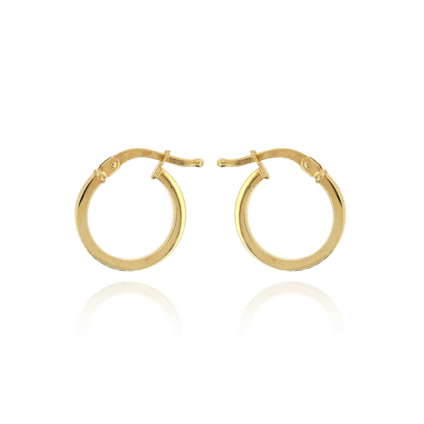 Square Tube 14mm Hollow Creole Hoop Earrings - 9ct Yellow Gold