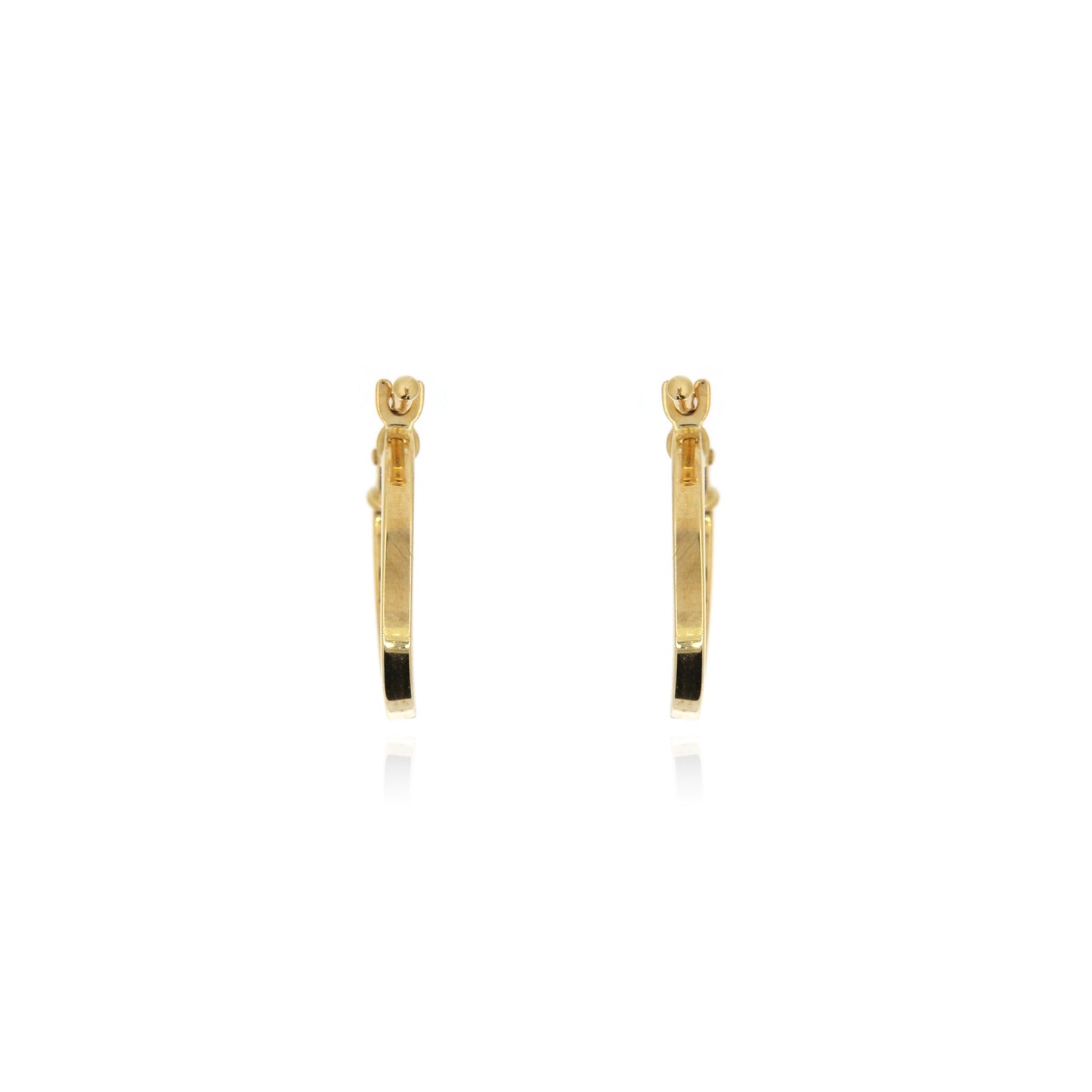 Square Tube 14mm Hollow Creole Hoop Earrings - 9ct Yellow Gold