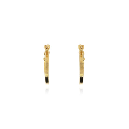 Square Tube 14mm Hollow Creole Hoop Earrings - 9ct Yellow Gold
