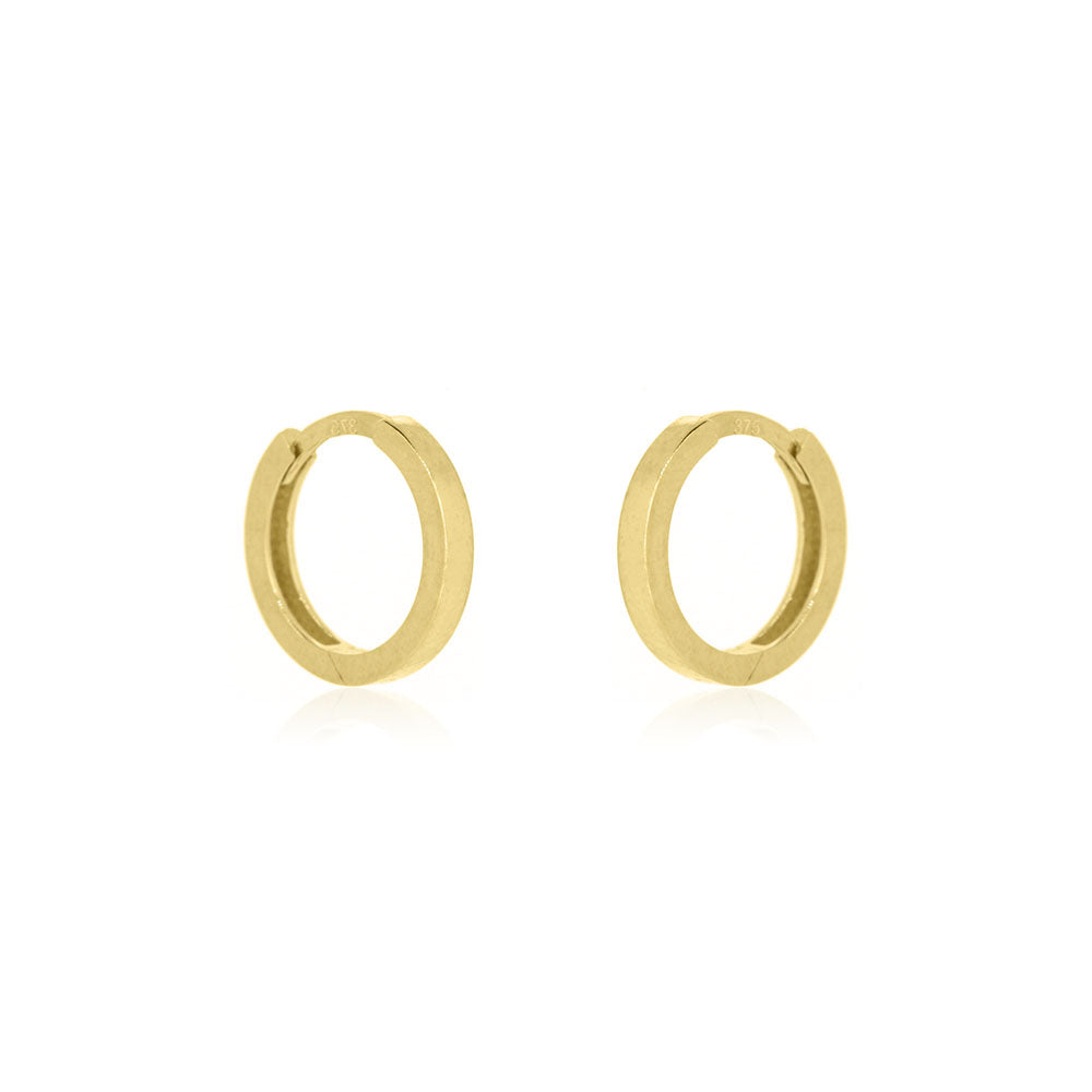 Huggie 12mm Solid Hinged Hoop Earrings - 9ct Yellow Gold Hoop Earrings
