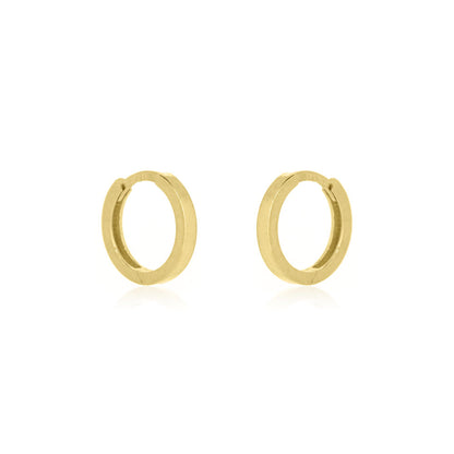 Huggie 12mm Solid Hinged Hoop Earrings - 9ct Yellow Gold Hoop Earrings