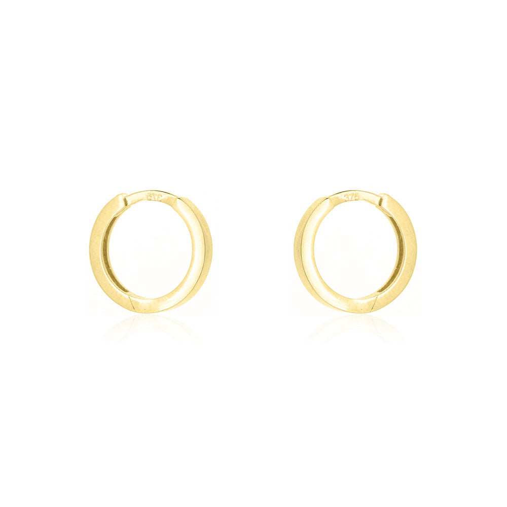 Huggie 12mm Solid Hinged Hoop Earrings - 9ct Yellow Gold Hoop Earrings