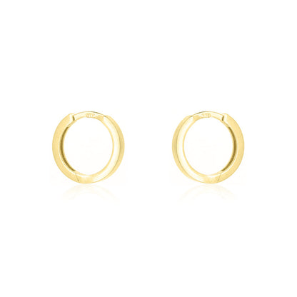 Huggie 12mm Solid Hinged Hoop Earrings - 9ct Yellow Gold Hoop Earrings