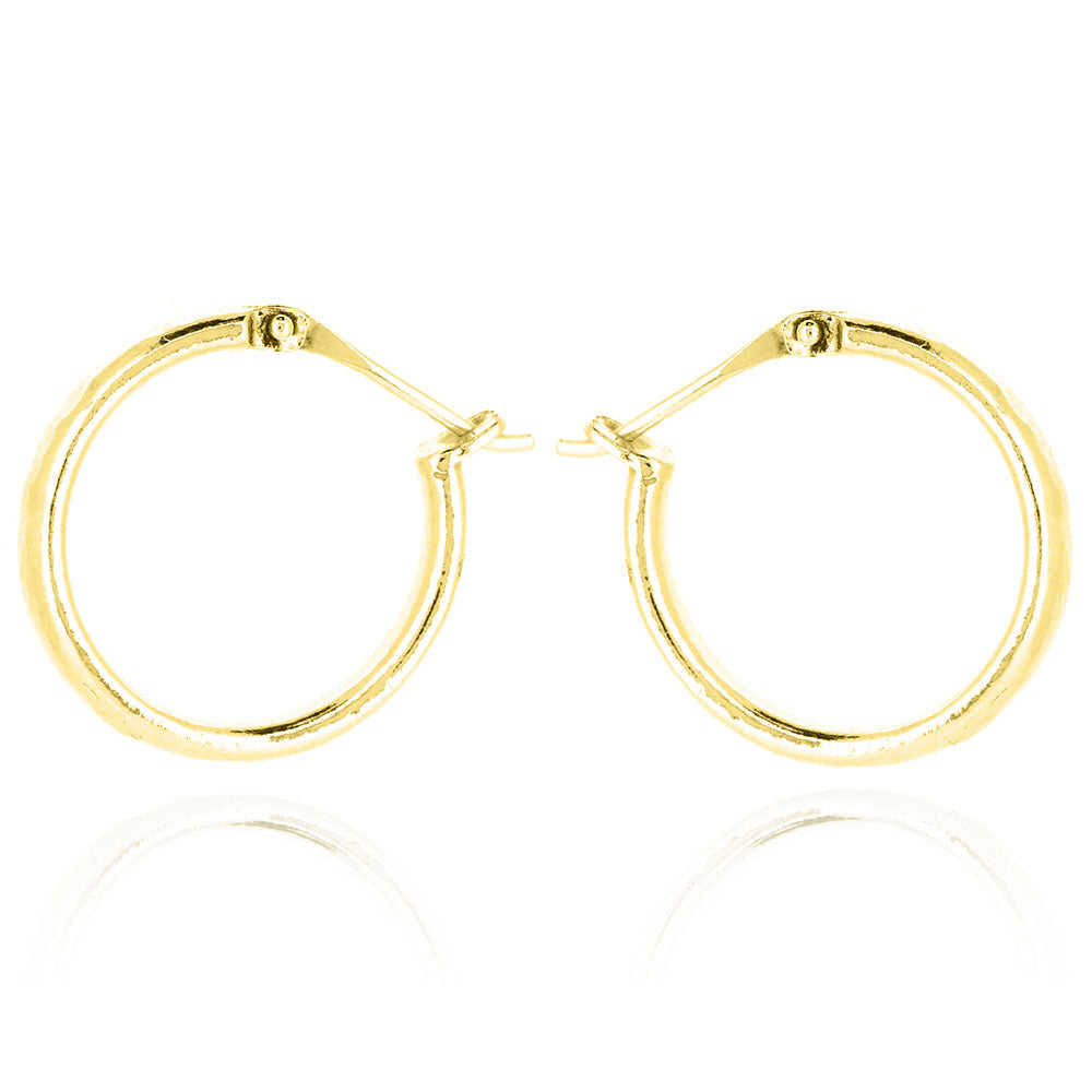 Esther Dappled Creole Solid Hoop Earrings - Yellow Gold Vermeil Hoop Earrings