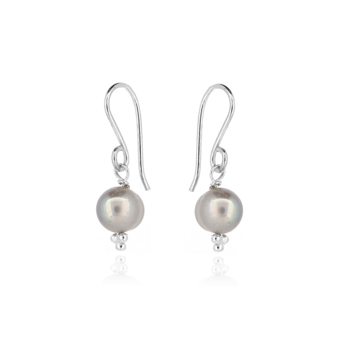 Alyssia Grey Freshwater Pearl Drop Earrings - Sterling Silver Drop Earrings