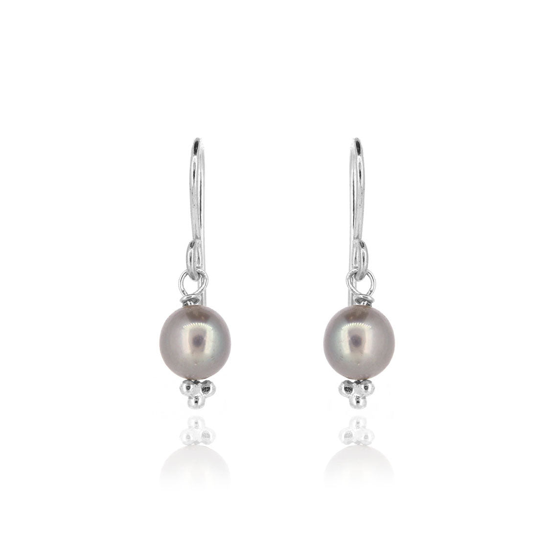 Alyssia Grey Freshwater Pearl Drop Earrings - Sterling Silver Drop Earrings