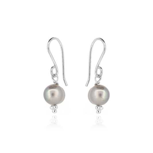 Alyssia Grey Freshwater Pearl Drop Earrings - Sterling Silver