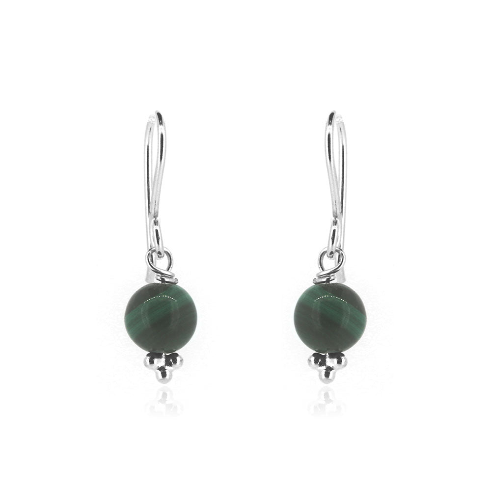 Alyssia Malachite Drop Earrings - Sterling Silver Drop Earrings