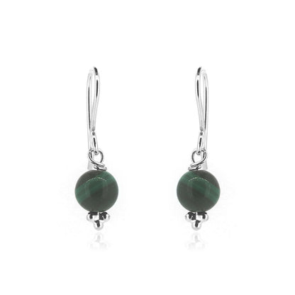 Alyssia Malachite Drop Earrings - Sterling Silver Drop Earrings