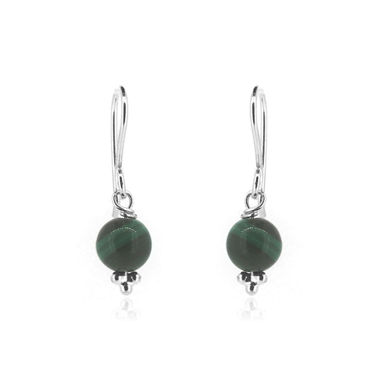Alyssia Malachite Drop Earrings - Sterling Silver Drop Earrings