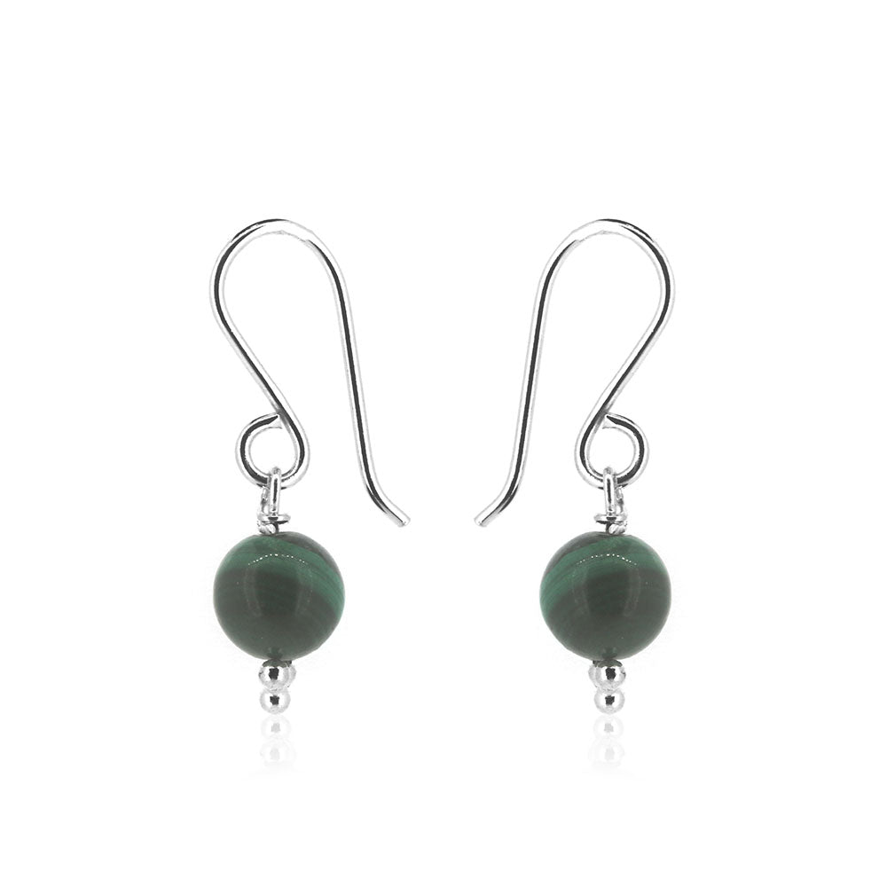 Alyssia Malachite Drop Earrings - Sterling Silver Drop Earrings