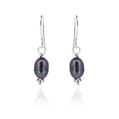 Alyssia Peacock Freshwater Pearl Drop Earrings - Sterling Silver Drop Earrings