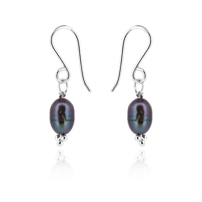 Alyssia Peacock Freshwater Pearl Drop Earrings - Sterling Silver Drop Earrings
