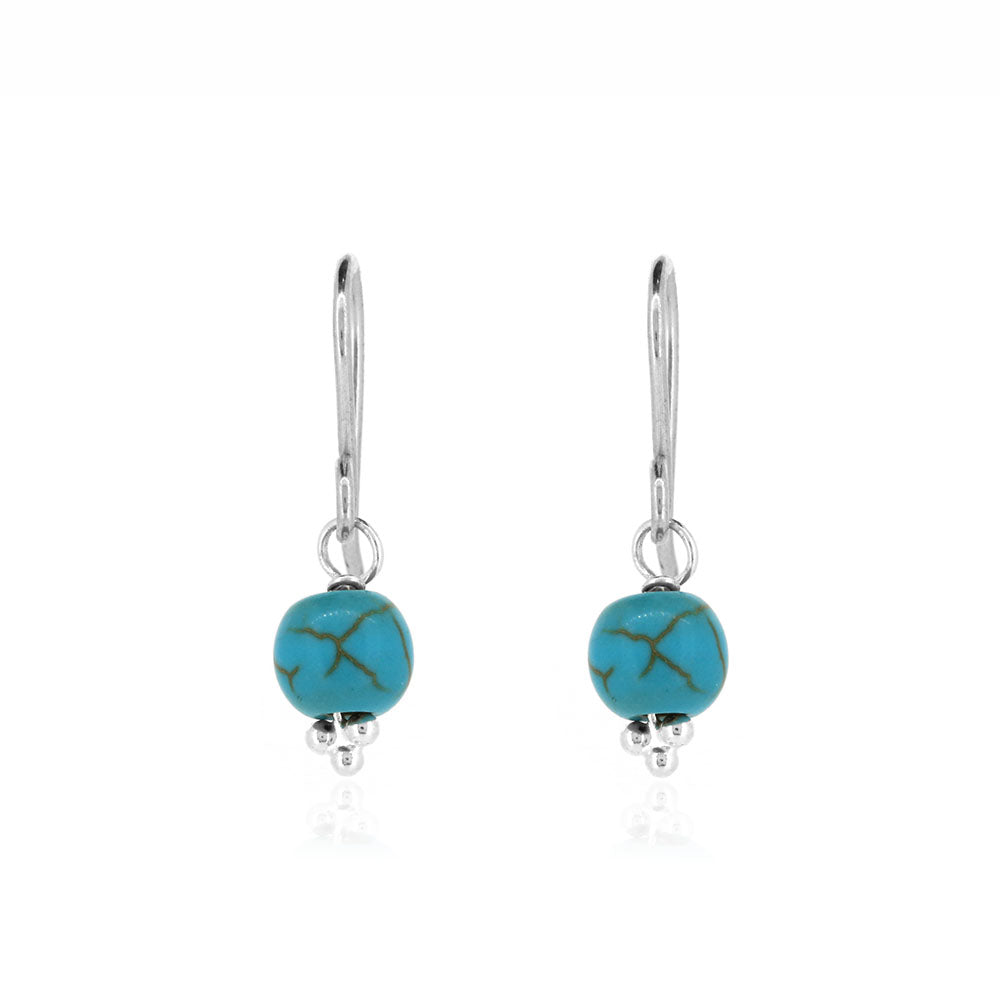 Alyssia Turquoise Howlite Drop Earrings - Sterling Silver Drop Earrings