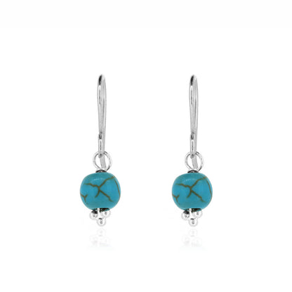 Alyssia Turquoise Howlite Drop Earrings - Sterling Silver Drop Earrings