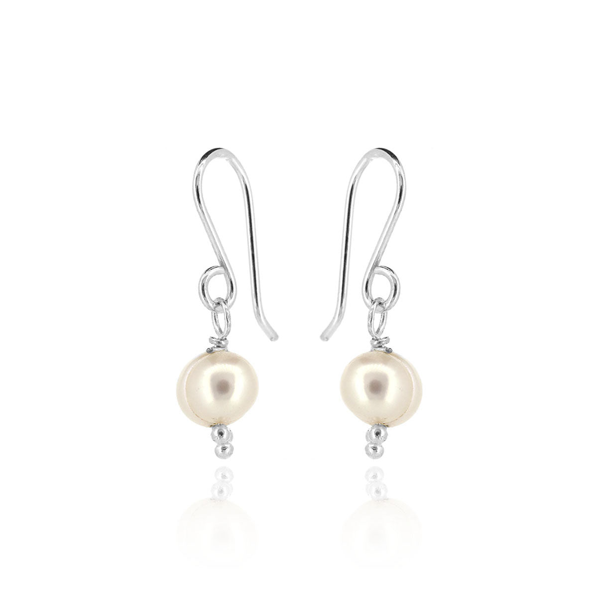 Alyssia White Freshwater Pearl Drop Earrings - Sterling Silver Drop Earrings